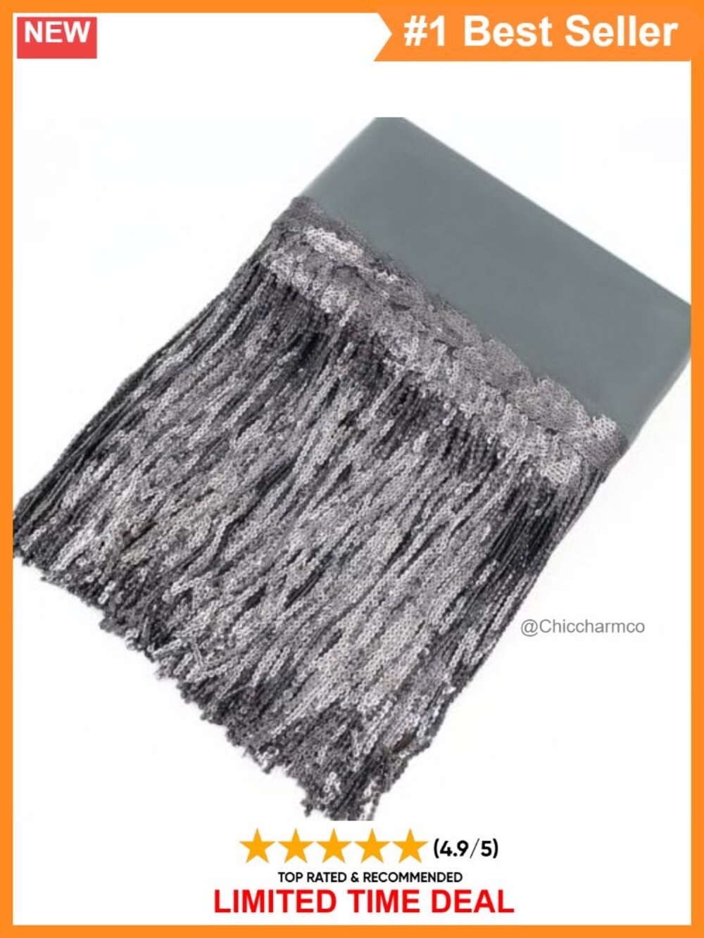 Sequin Fringe Trim 9.5 Yd Roll Sequin Tassel Ribbon for Sewing Dance Costume